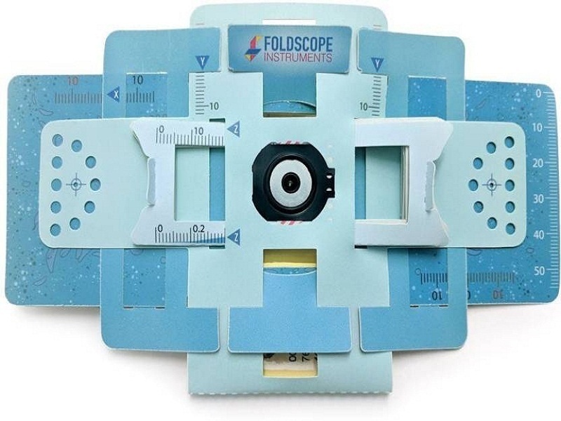 Foldscope Kit or LED magnifier Pocket Origami Microscope w/ carrying case NEW 